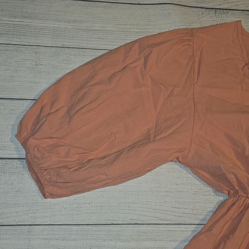 Velvet Torch Babydoll Skater Dress w/ 3/4 Puff Sleeves Pink/Peach Size L NWT - Picture 5 of 11